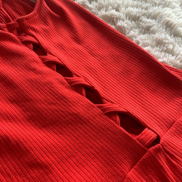 EXPRESS Limited Edition Collab Bright Red Bodysuit size small NWOT SOLD - Picture 2 of 4